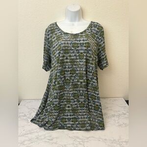 LuLaRoe Women's Mini Tunic Dress XL Green Short Sleeve Pullover Striped